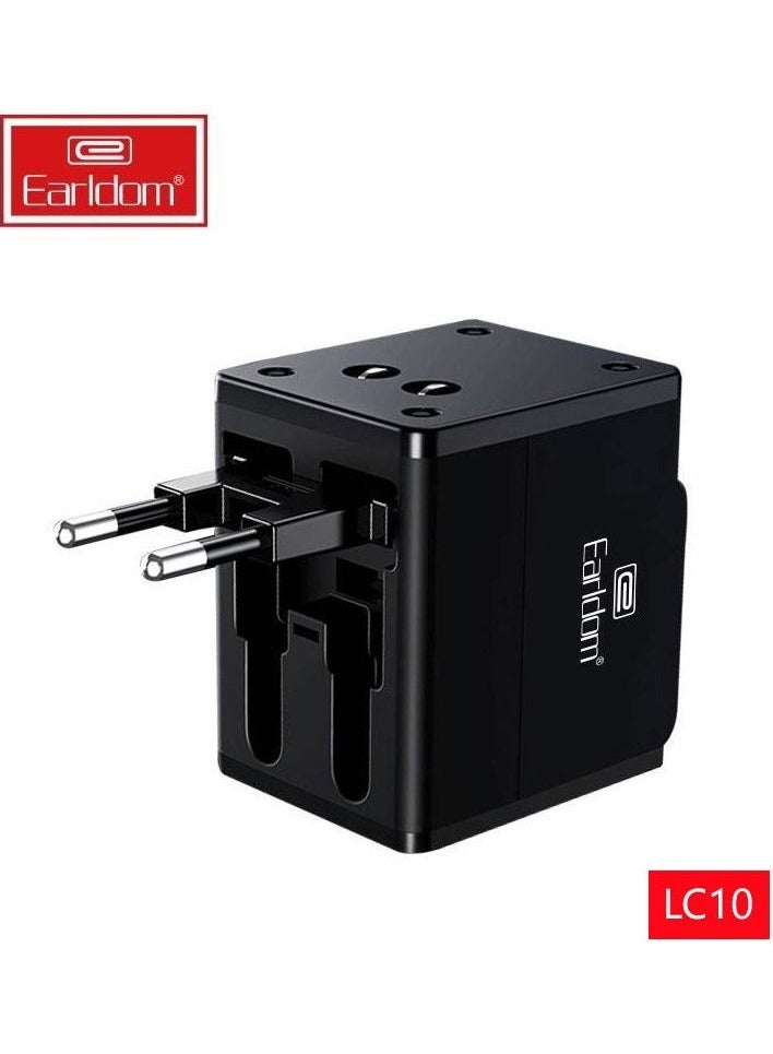 LC10 1World Universal Travel Adapter || 2.1A Fast Charge | Worldwide Plug Compatibility for 150+ Countries | Compact & Lightweight | Multi-Device Charging | Ideal for Travel, Business & Home Use
