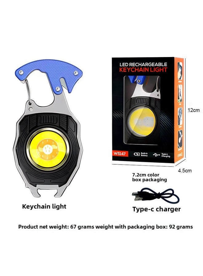 Loquat Outdoor Mini Usb Keychain Cob Work Light Car Repair Home Emergency Small Night Light Portable Lantern For Camping Hiking-Color:W5147 Blue - Image 1