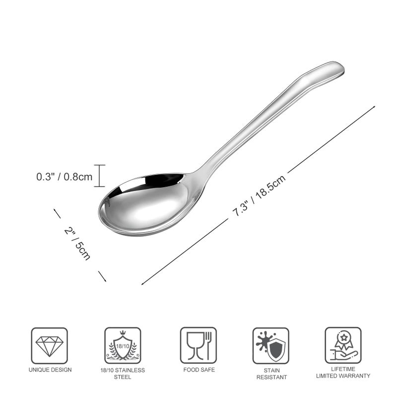 KEAWELL Premium 7.3 Inches Soup Spoons with Hook Handle, Set of 4, 18/10 Stainless Steel, Deep Bowl, Perfect for Ramen, Pho, Miso, Dumplings, Noodles, Wonton, Dishwasher Safe (Curved-Handle) - Image 2