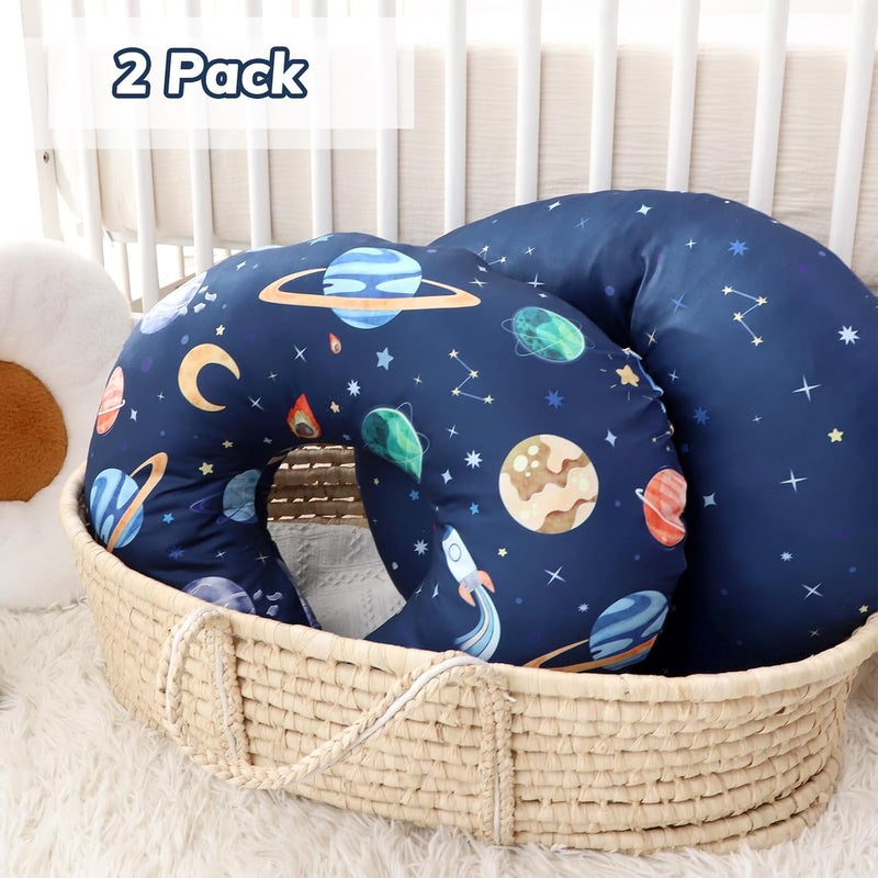 Pea Pod Nursing Pillow Cover 2 Pack Soft  Adorable Slipcovers for Breastfeeding Pillows Comfortable Stretchy Feeding Pillow Covers for Baby Girls Boys Newborn Removeable Pillow Case Outer Space - Image 3