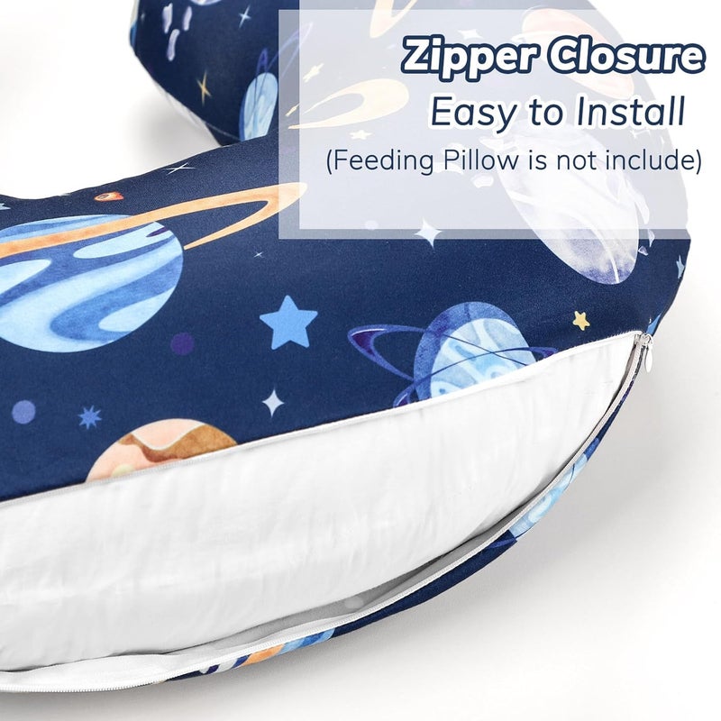 Pea Pod Nursing Pillow Cover 2 Pack Soft  Adorable Slipcovers for Breastfeeding Pillows Comfortable Stretchy Feeding Pillow Covers for Baby Girls Boys Newborn Removeable Pillow Case Outer Space - Image 4