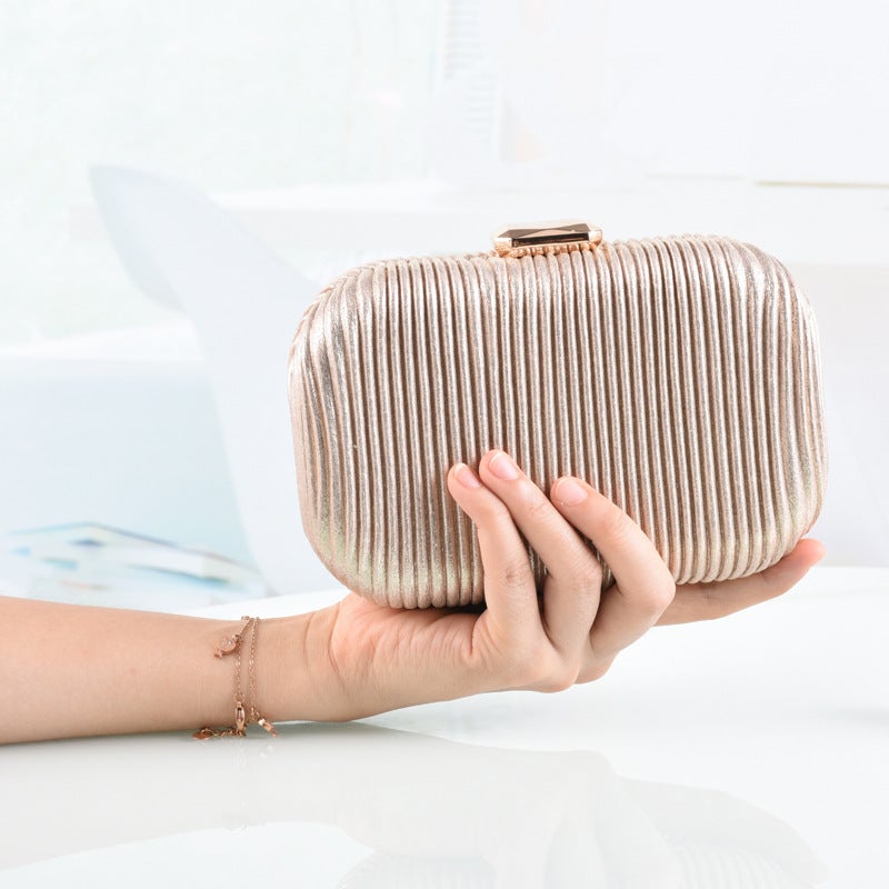 New Evening Bags Chain Crossbody Bags Striped Pu Party Clutch Bags Handmade Bridal Evening Bags - Image 3