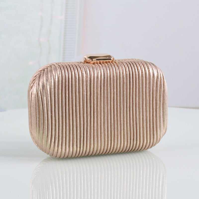 New Evening Bags Chain Crossbody Bags Striped Pu Party Clutch Bags Handmade Bridal Evening Bags - Image 1