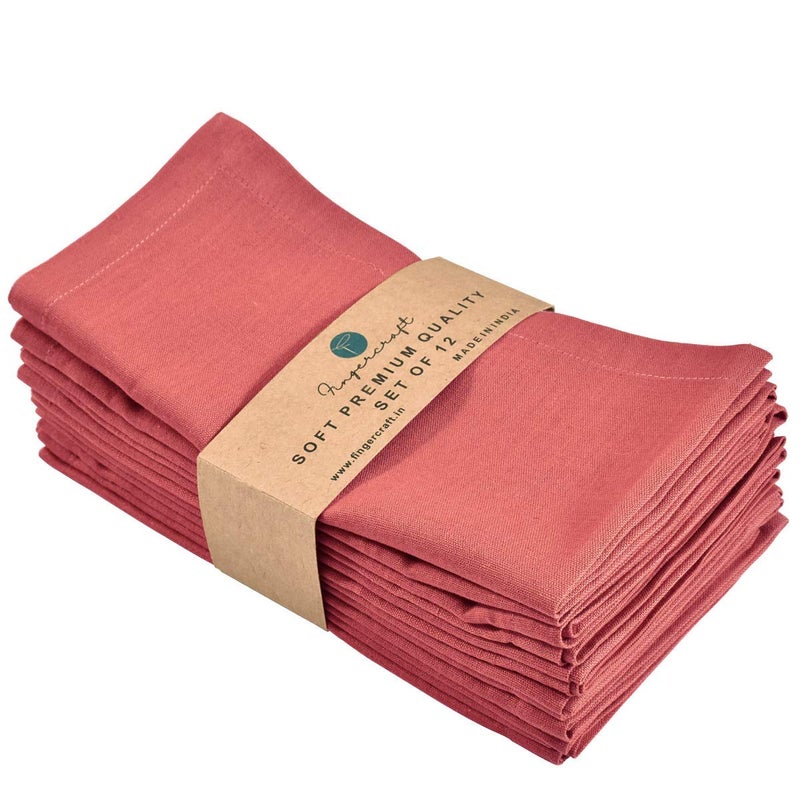 Fingercraft Cloth Napkins Cotton Linen Blend Fabric 12 Pack Premium Quality Mitered Corners For Every Day Use Napkins Are Pre Shrunk And Good Absorbency Easter Color Coral - Image 1