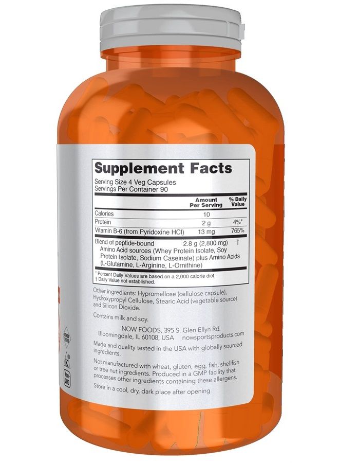 now Sports Nutrition, Amino Complete™, Protein Blend With 21 Aminos and B-6, 360 Veg Capsules - Image 2