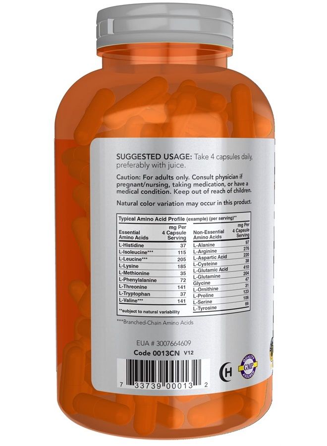 now Sports Nutrition, Amino Complete™, Protein Blend With 21 Aminos and B-6, 360 Veg Capsules - Image 3