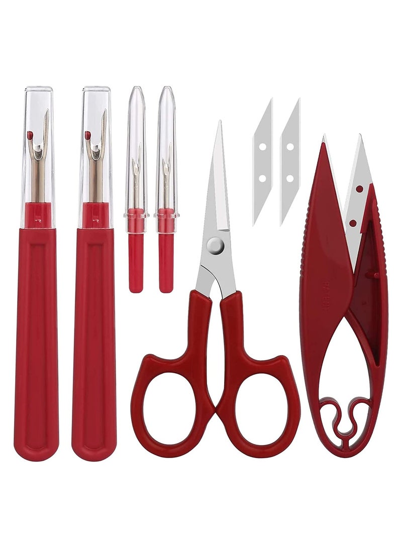 HighQuality Sewing Seam Ripper Tool Set with 2 Large and 2 Small Rippers, Includes Thread Snips and 5Inch Scissors for Easy Stitch Removal - Image 1