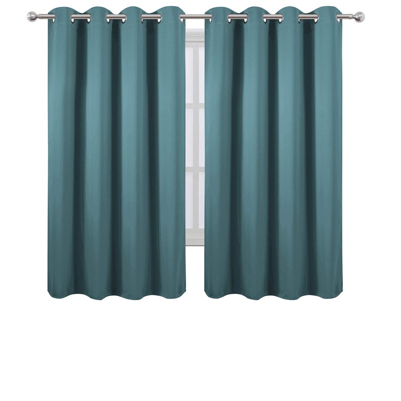 LEMOMO Sea Teal Thermal Blackout Curtains/52 x 63 Inch/Set of 2 Panels Room Darkening Curtains - Image 2