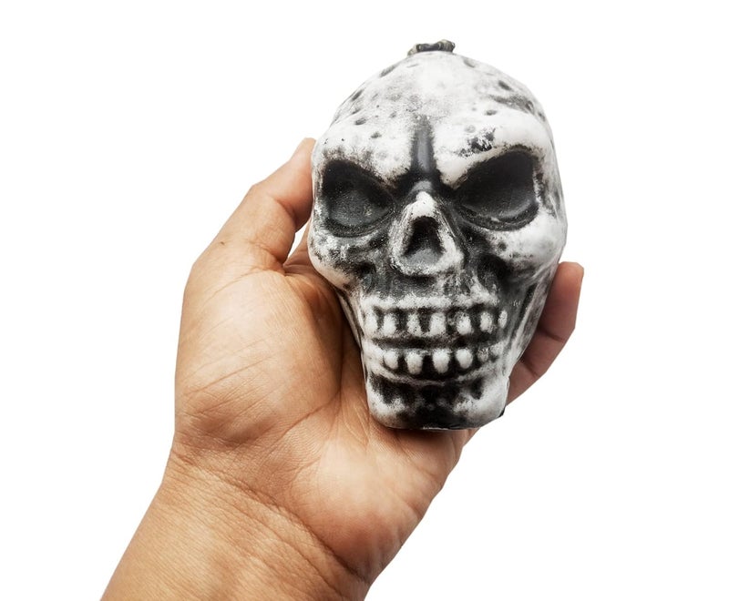 brown leaf Halloween Horror Scary Medium Skulls Realistic Looking Skulls Human Skeleton Head Skull for Halloween Bar Home Table Decoration Pack of 2 - Image 3