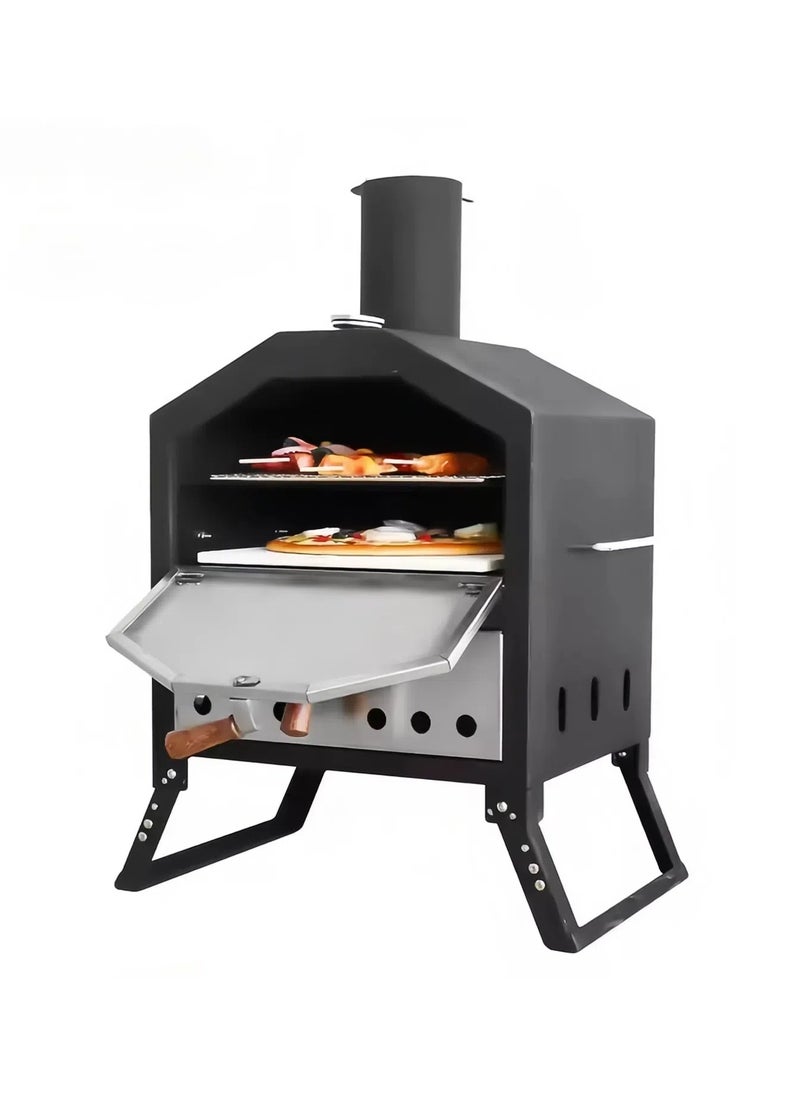 Albawadi Kitchen Pizza Oven BBQ Grill with Folding Stand Use Fire Wood Charcoal  - Image 4