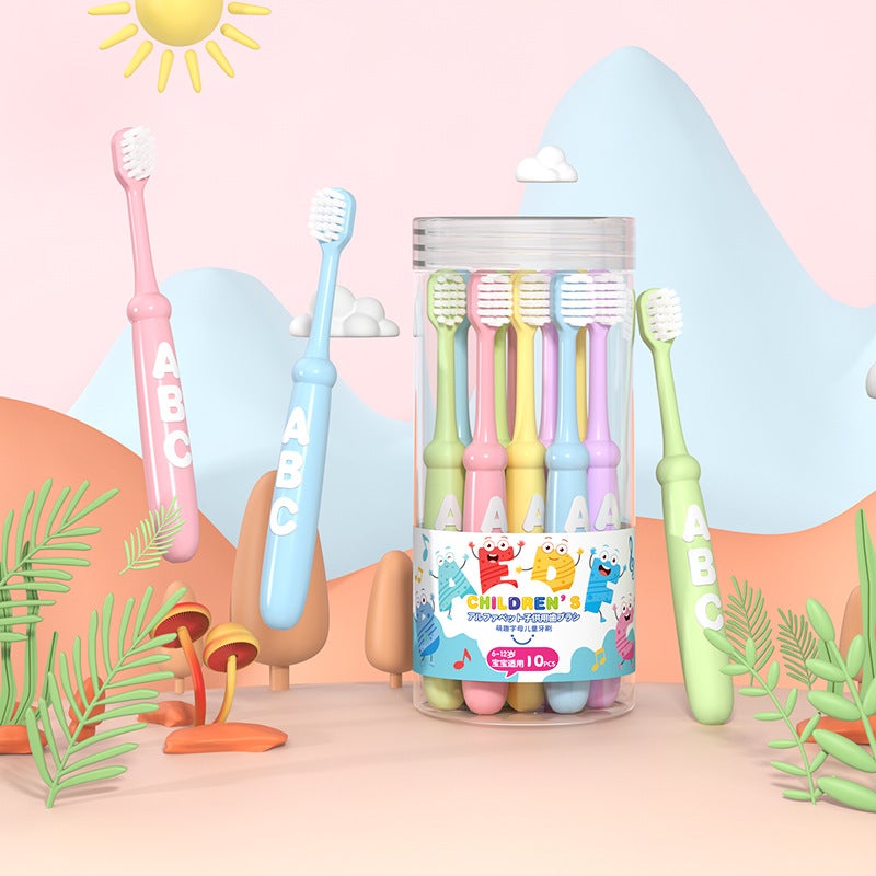 فرشاة أسنان أطفال بشعيرات ناعمة 10 قطع للفئة العمرية 3-12