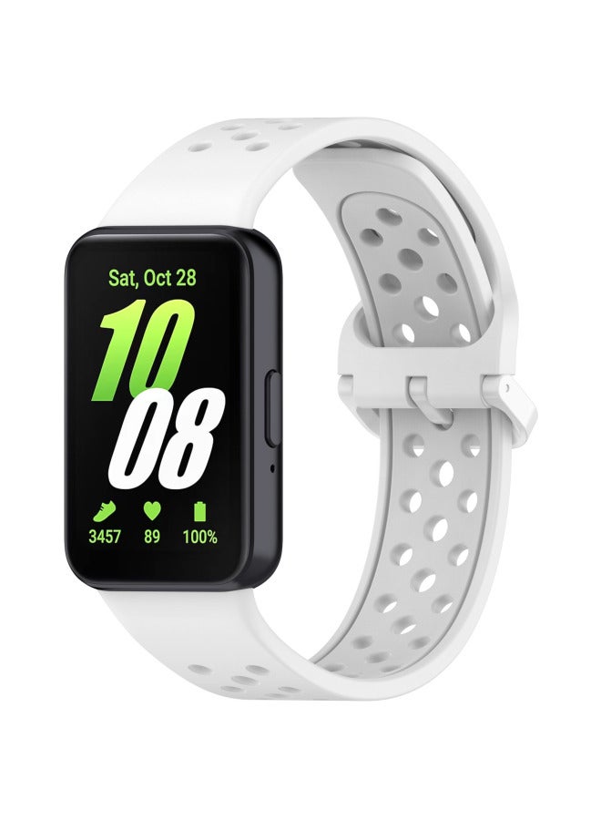 Loquat For Samsung Fit3 Monochrome Breathable Silicone Strap Galaxy Fit3 WATCH SM R390 Color Buckle-Color:gray Green  - Image 5