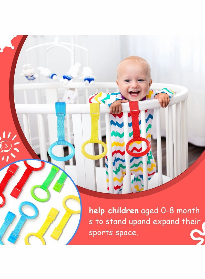 Excefore Baby Crib Pull Ring Baby Walking Exercises Assistant Rings Bed Stand Up Ring Hanging Ring Crib Pull Rings for Playpen Play Gym Cot Ring for Baby Toddler 8 Pieces  - Image 5