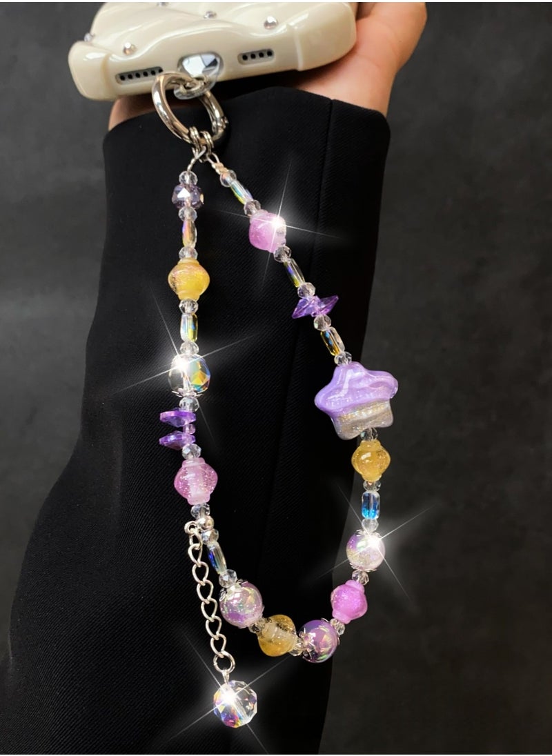Generic Phone Charm, Natural Beaded Charms crystal lanyards, Anti-Lost Charm Wrist Strap Phone Lanyard Wrist Strap Keychain for Wallet Handbag Camera Cell Decoration  - Image 2