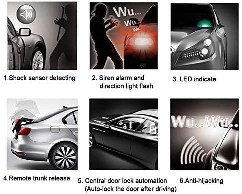 BANVIE Car Alarm System, Security Antitheft Alarm Systems with Keyless Entry, with Microwave Sensor & Shock Sensor - Image 2