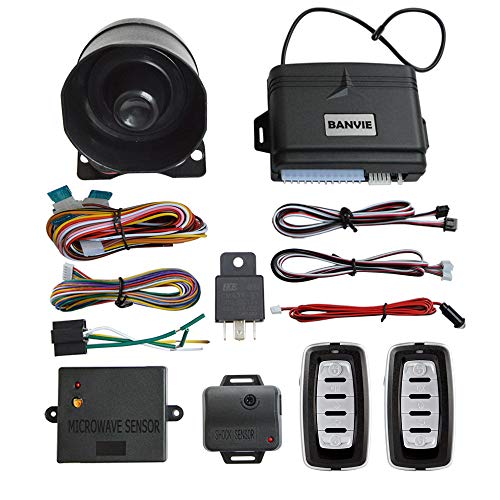 BANVIE Car Alarm System, Security Antitheft Alarm Systems with Keyless Entry, with Microwave Sensor & Shock Sensor - Image 1