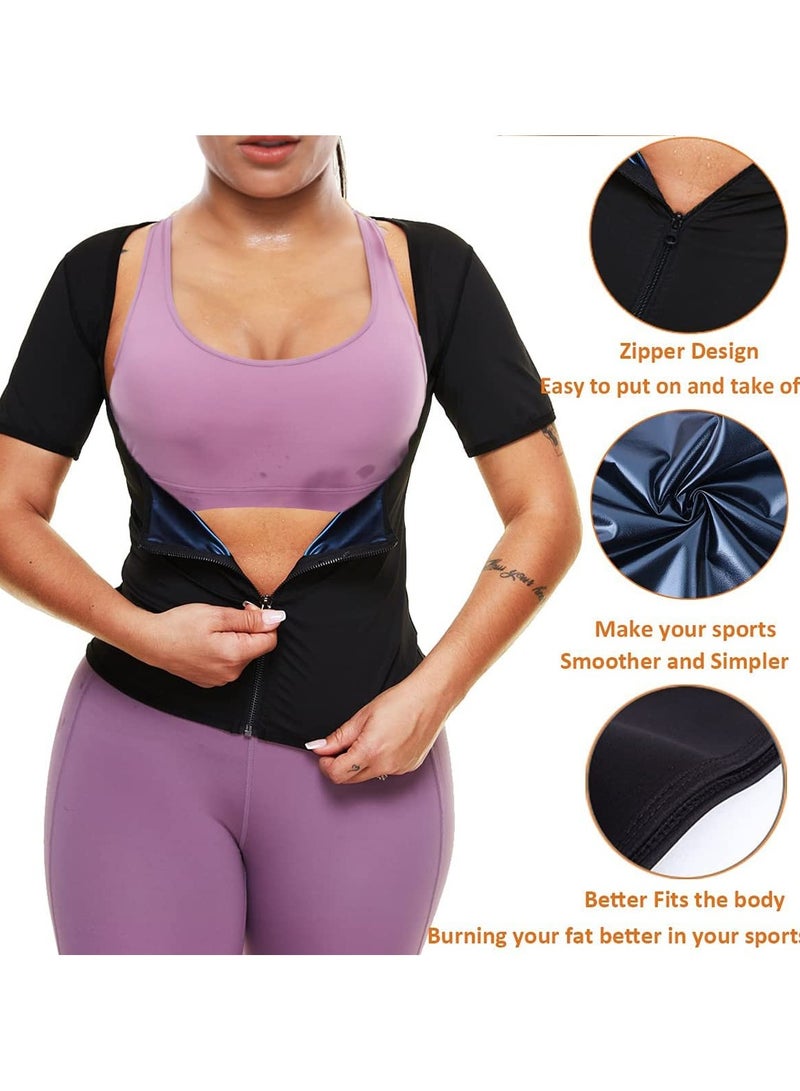 Generic Sauna Suit for Women Sweat Body Shaper Jacket Hot Waist Trainer Long Sleeve Zipper Shirt Workout Top - Image 4