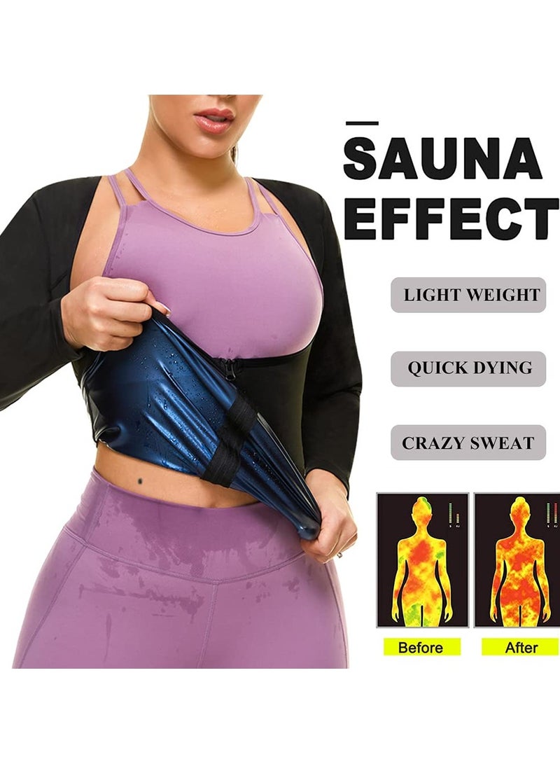 Generic Sauna Suit for Women Sweat Body Shaper Jacket Hot Waist Trainer Long Sleeve Zipper Shirt Workout Top - Image 3