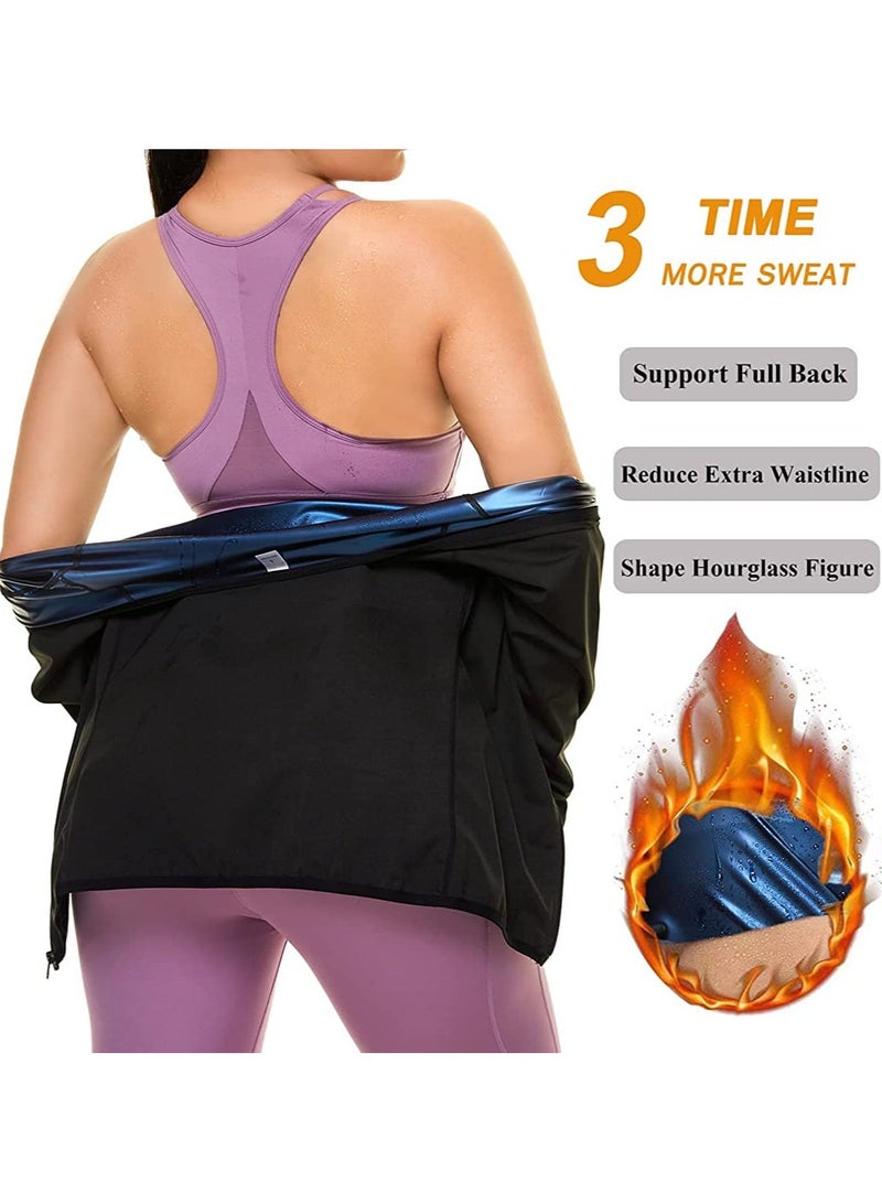 Generic Sauna Suit for Women Sweat Body Shaper Jacket Hot Waist Trainer Long Sleeve Zipper Shirt Workout Top - Image 5