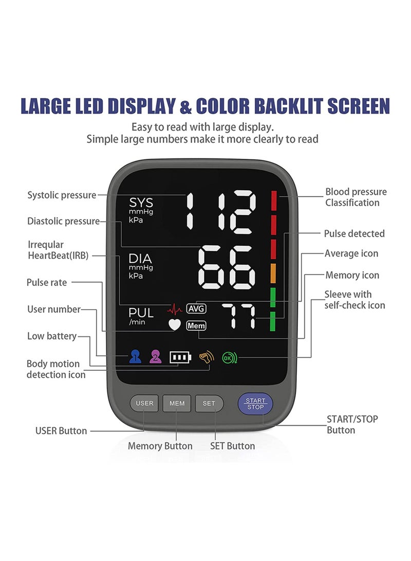 Youque Intelligent Automatic Electronic Blood Pressure Monitor With LED Digital Display Black - Image 4