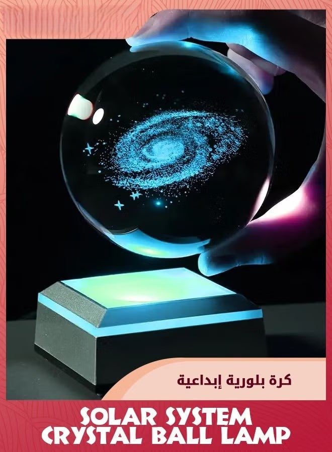 EETU 3D Galaxy Crystal Ball Night Light,Planets Glass Ball Lamps With LED Colorful Lighting Touch Base,Night Light Galaxy Model Decor Lamps,Astronomy Space Gifts For Boys Girls Birthday Home Decor - Image 5
