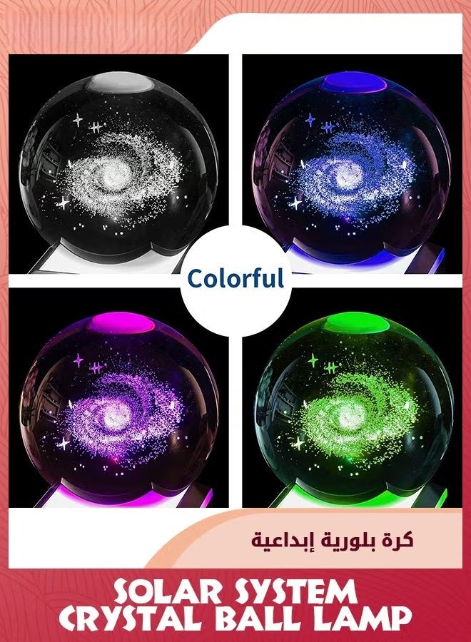 EETU 3D Galaxy Crystal Ball Night Light,Planets Glass Ball Lamps With LED Colorful Lighting Touch Base,Night Light Galaxy Model Decor Lamps,Astronomy Space Gifts For Boys Girls Birthday Home Decor - Image 2