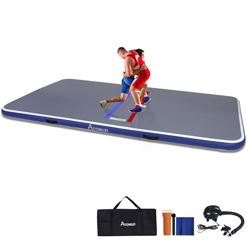 ACOMUZI Inflatable Wrestling Mat 13FT/10FT/5FT, Portable Jiu Jitsu Mats Wrestling Mat for Home, Outdoor or Indoor Training Mat for Water Yoga, Gymnastics, BJJ, MMA (Gray+Blue, 10FTx5FT×4inch) - Image 1