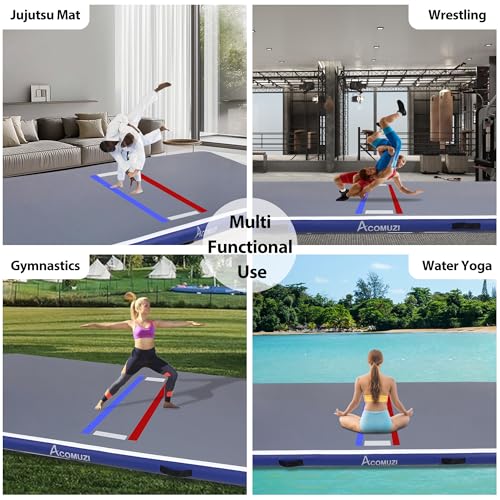 ACOMUZI Inflatable Wrestling Mat 13FT/10FT/5FT, Portable Jiu Jitsu Mats Wrestling Mat for Home, Outdoor or Indoor Training Mat for Water Yoga, Gymnastics, BJJ, MMA (Gray+Blue, 10FTx5FT×4inch) - Image 3