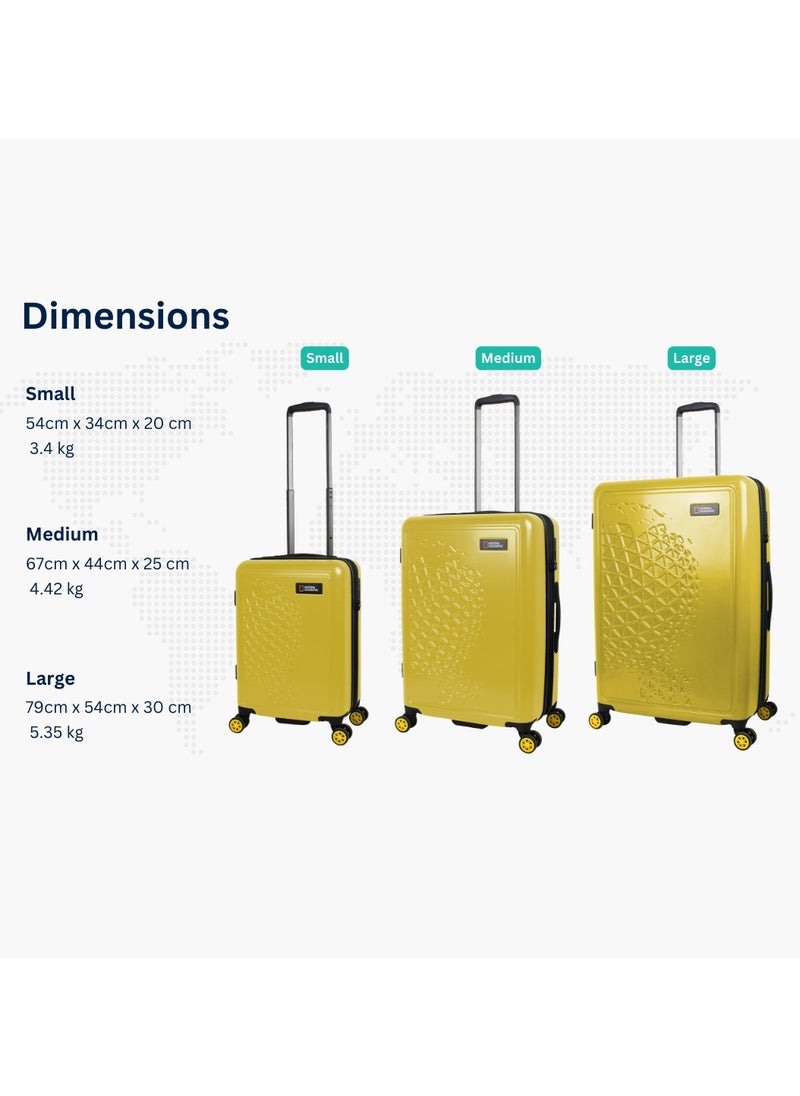 NATIONAL GEOGRAPHIC - National Geographic Globe ABS Hard Shell Medium Check-In Suitcase Yellow, Durable Lightweight Travel Luggage, 4 Double Wheel Trolley Bag with TSA Combination Lock (60 cm/24 Inch). - Image 1