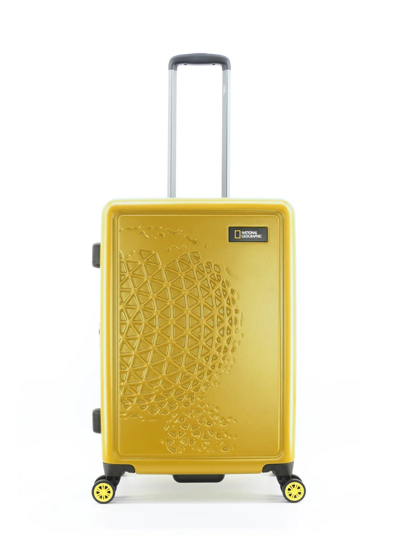 ناشيونال چيوغرافيك National Geographic Globe ABS Hard Shell Medium Check-In Suitcase Yellow, Durable Lightweight Travel Luggage, 4 Double Wheel Trolley Bag with TSA Combination Lock (60 cm/24 Inch).