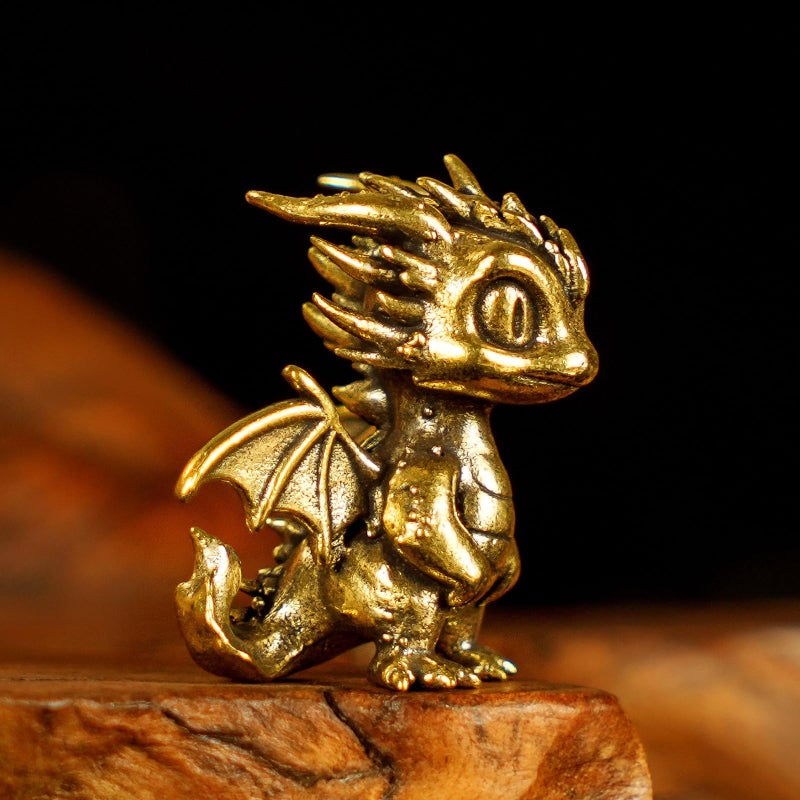 CHOVY Retro Handcrafted Flying Fire Dragon Ornament - 100% Solid Brass Decor | Unique Dragon Sculpture with Flaming Tail & Wings | Vintage Style Collectible Art Piece for Home, Fantasy Lovers Gift - Image 5