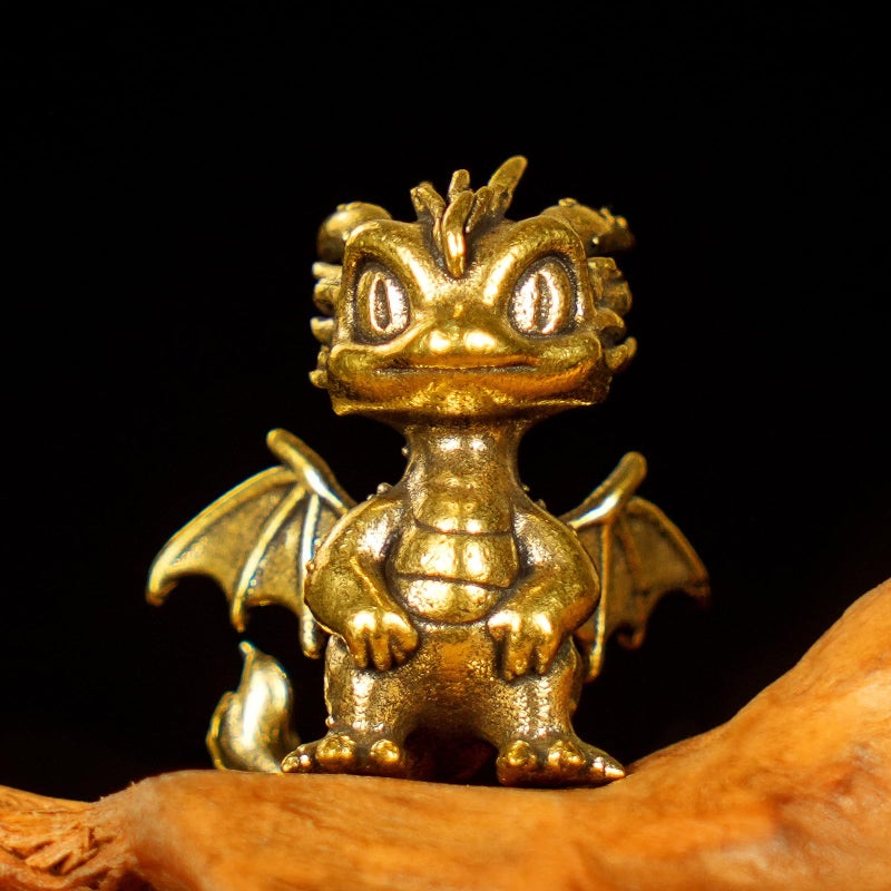 CHOVY Retro Handcrafted Flying Fire Dragon Ornament - 100% Solid Brass Decor | Unique Dragon Sculpture with Flaming Tail & Wings | Vintage Style Collectible Art Piece for Home, Fantasy Lovers Gift - Image 2