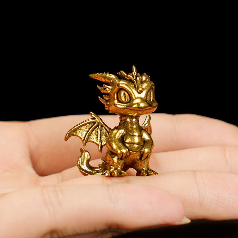 CHOVY Retro Handcrafted Flying Fire Dragon Ornament - 100% Solid Brass Decor | Unique Dragon Sculpture with Flaming Tail & Wings | Vintage Style Collectible Art Piece for Home, Fantasy Lovers Gift - Image 4