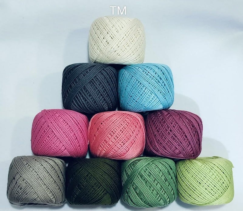ELEXIQ Crochet Cotton Thread Yarn for Knitting and Craft Making Combo Pack of 10 Roll (New Light Multi) - Image 1