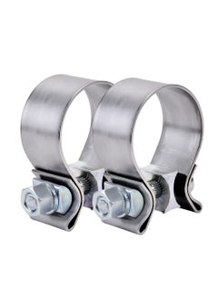 KASTWAVE Exhaust clamp, KASTWAVE 1.75" 1 3/4 Exhaust Narrow Band Muffler Seal Clamp Stainless Steel Fit for Pipes, Mufflers, Catalytic Converters, Headers, Manifolds (2PCS)  - Image 1