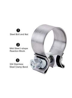 KASTWAVE Exhaust clamp, KASTWAVE 1.75" 1 3/4 Exhaust Narrow Band Muffler Seal Clamp Stainless Steel Fit for Pipes, Mufflers, Catalytic Converters, Headers, Manifolds (2PCS)  - Image 4