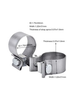 KASTWAVE Exhaust clamp, KASTWAVE 1.75" 1 3/4 Exhaust Narrow Band Muffler Seal Clamp Stainless Steel Fit for Pipes, Mufflers, Catalytic Converters, Headers, Manifolds (2PCS)  - Image 2