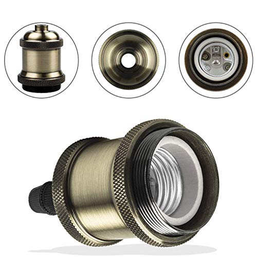 DiCUNO E26 Edison Vintage Lamp Socket, Pendant Lamp Holder, Light Sockets Replacement, Antique Look for Industrial, Decorative, DIY Lighting, 600℃ Heat Resistant, 10 Packs (Color: Champagne Gold) - Image 5