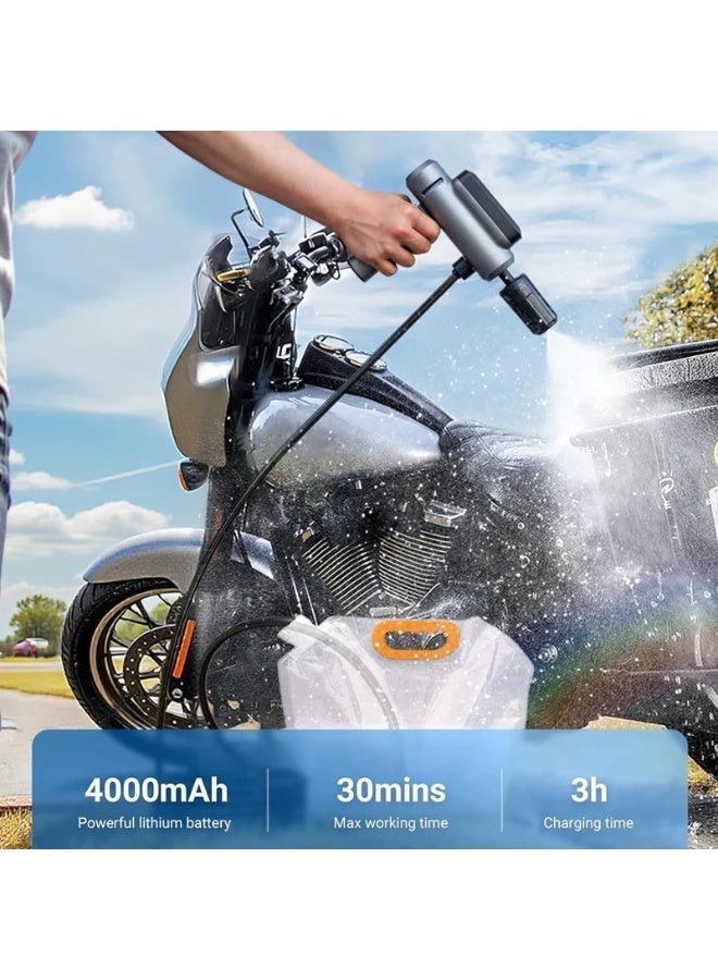 BlueFire Silent Foldable Cordless Pressure Washer | 5-in-1 Multi-Function Nozzle with High-Pressure Jet | 300 PSI Portable Power Spray Gun w/ 4000mAh Removable Battery & 16ft Hose | Ideal for Car Wash, Bike, Patio & Watering Garden - Image 3