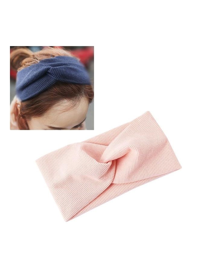 NIBEMINENT Women Widened Double Cloth Knot Hair Bands Pink - Image 1