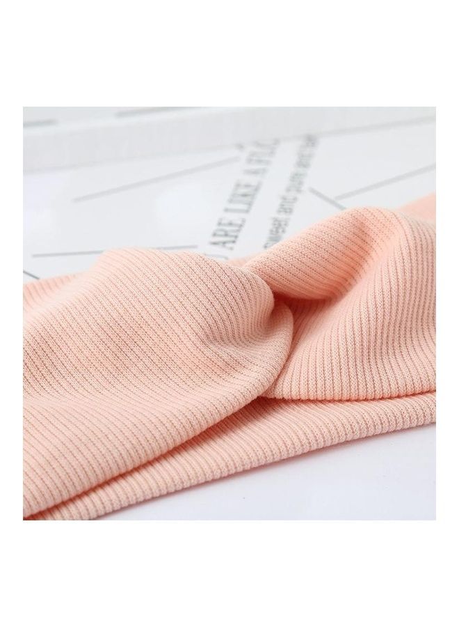 NIBEMINENT Women Widened Double Cloth Knot Hair Bands Pink - Image 3