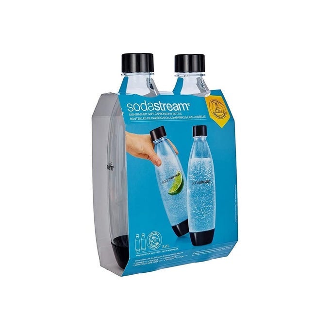 DUOPACK FUSE 2X 1L KST BOTTLE DISHWASHER SAFE BPA FREE REPLACEMENT BOTTLES FOR WATER BUBBLER WITH PET BOTTLES BLACK 9X172X29