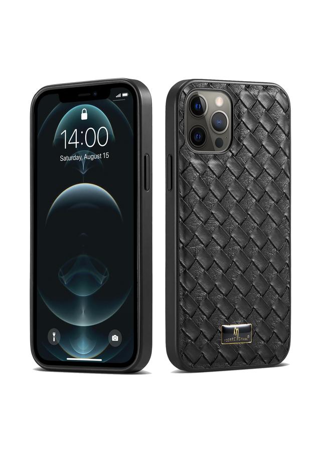 The Bros Case For iPhone 12 / 12 Pro Fierre Shann Leather Texture Phone Back Cover Case