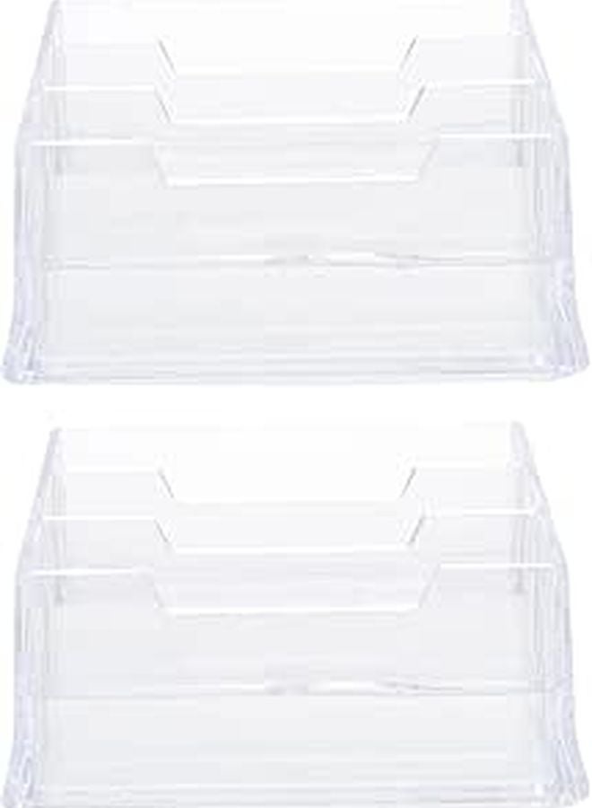 2 Pack Plastic Business Card Holder Desktop Display Stand For Office Home Use - Image 1