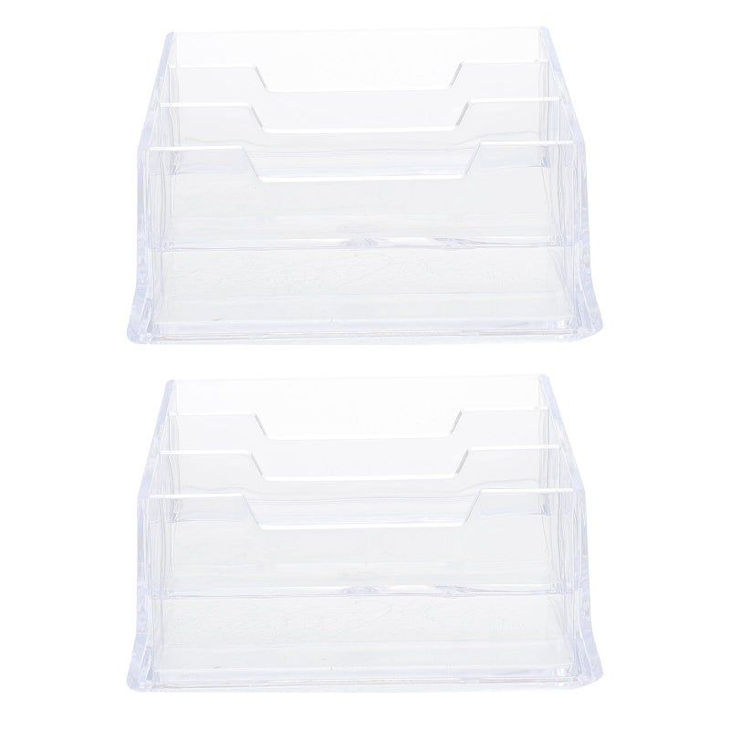 2 Pack Plastic Business Card Holder Desktop Display Stand For Office Home Use - Image 2