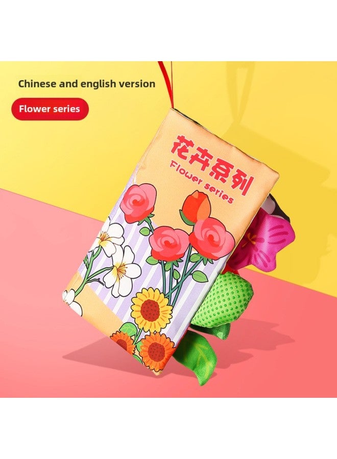Baby Tail Cloth Book Baby Development Brain Tear Cloth Book Children's Ring Paper Three-dimensional Cloth Book Early Teaching Toy-Color:The  Flower Series (4 Pages And 8 Sides Contain A Sound Paper BB Device)  - Image 1