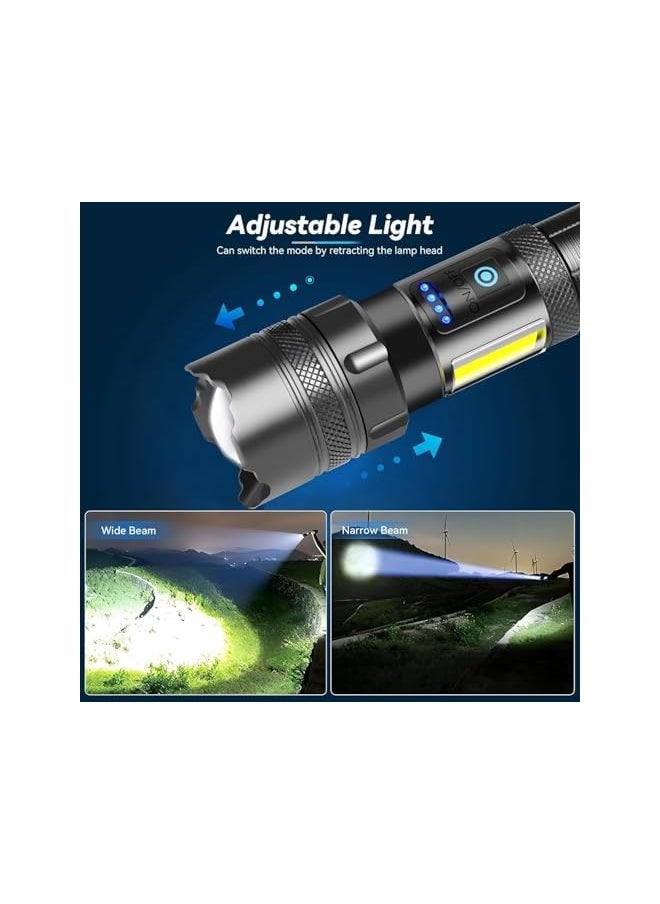 PROMASS LED Torch 30000 High Lumens Rechargeable,Super Bright Flashlight 7 Modes with COB Work Light, Adjustable Focus,Water Resistant, Lightweight Handheld Torch for Camping, Running, Dog Walking, Emergency  - Image 5