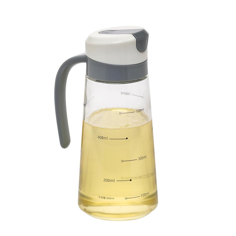 MUAC® Glass Oil Bottle with Handle | Free Spot Measuring Oil Dispenser Bottle for Pouring Olive Oil | Vinegar | Soya Sauce etc. (600ml Capacity, Multicolor) Transparent - Image 5
