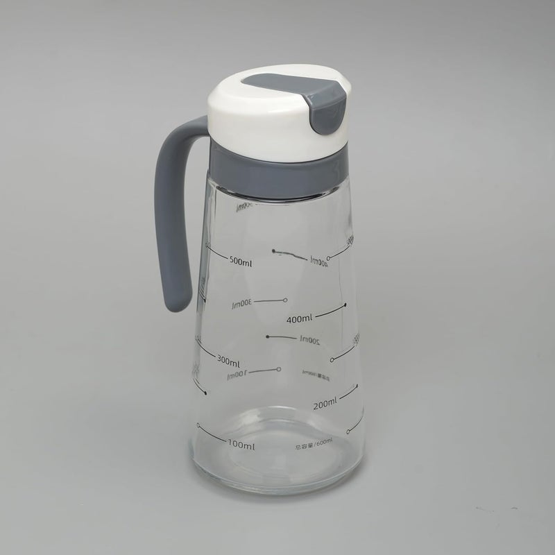 MUAC® Glass Oil Bottle with Handle | Free Spot Measuring Oil Dispenser Bottle for Pouring Olive Oil | Vinegar | Soya Sauce etc. (600ml Capacity, Multicolor) Transparent - Image 3
