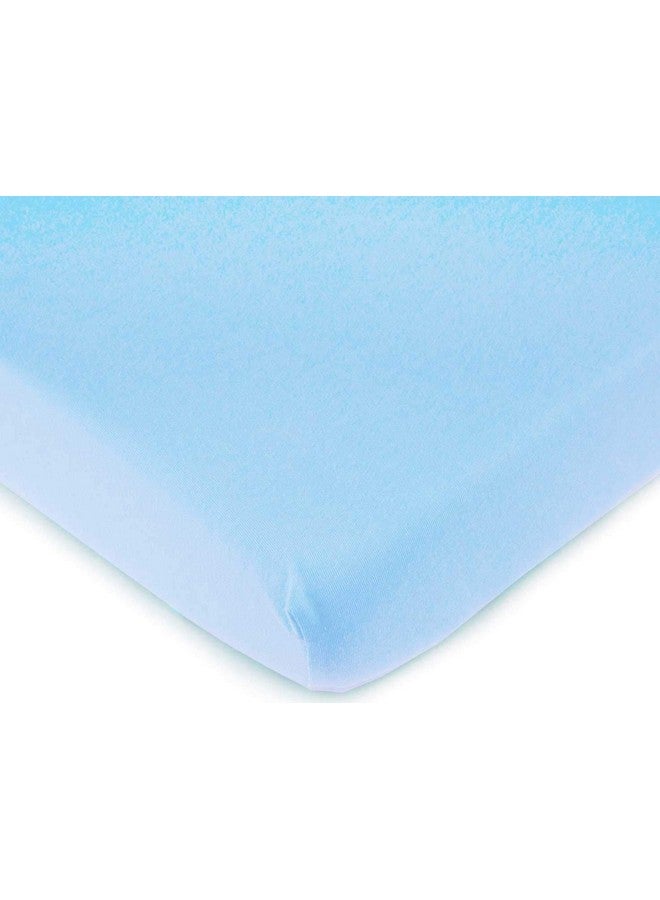 SHEETWORLD.COM SheetWorld Baby Fitted Pack N Play Sheet Fits Graco 27 x 39 inches, 100% Cotton Jersey Hypoallergenic Sheet, Unisex Boy Girl, Baby Blue, Made in USA - Image 1